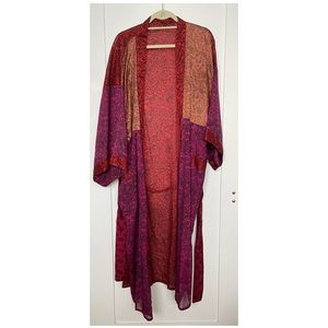 Vintage kimono red print colorblock